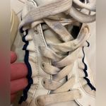 Tory Burch  White Leather and Navy Blue Trimmed Ruffle Sneaker, women’s size 9.5 Photo 7