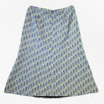 Talbots Y2K  Blue Green Silk Blend Retro Mod Print A-Line Midi Skirt Size 10 Photo 12