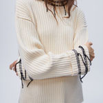 ZARA OFF WHITE KNIT SWEATER WITH STITCHING DETAIL Photo 0
