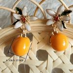 Orange Floral Drop Earrings NWT | Dainty Flower Stud Dangling Charm Photo 4
