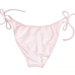 J.Crew Ribbed Curved Waist Cheeky String Bikini Bottom in Light Pink Size L Photo 2