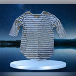 MISIA STRIPED SHIRT gray/white stripes 3/4 sleeve top pocket buttons at back L Gray Size L Photo 2