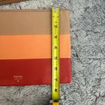 Fossil  Large Multicolor Wristlet Striped Tan Orange Red Cowhide Leather 10x7 Photo 7