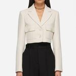 Jason Wu NWT $325  Cropped Pinstripe Women's Blazer Jacket Designer Cream White M Photo 0