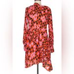 Topshop Houndstooth Pink Red Black Long Sleeve Mini Dress Back Keyhole size 8 Photo 4