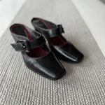 Vintage Merona Black Leather Silver Buckle Square Toe Maryjane Block Heels Shoes Size 8.5 Photo 1