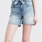 Levi's  Mile High Blue Floral Embroidered Light Wash Denim‎ Shorts Size 28 Photo 0