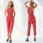 Urban Outfitters  Hattie High Neck Linen Blend Red Jumpsuit Size 0 Photo 1