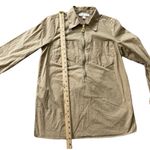 Michael Kors Women's  Tan Khaki Half Zip-Up Shirt, Size Medium, Button Sleeves Photo 4