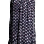 Leslie Fay Halter Geometric Babydoll Dress Women's 14 Navy Dainty Hippie Boho Photo 0