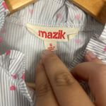 Mazik Heart Ruffle Button Fromt Stripe top size small White Photo 2