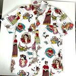 Frida Kahlo Printed ButtonUp Shirt Tattoo Style Day of the Dead Art Sz M Unisex Size M Photo 0