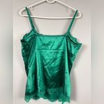 Vintage Lace Padded Christmas Green Satin Slip Cami Large Coquette Holiday Cute Photo 2