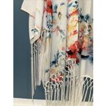Chelsea and Violet Women's L Floral Foliage Lagenlook Open Front Kimono Fringe Photo 2