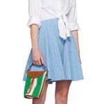 Staud NWT Phoebe Convertible Bucket Bag Bungalow Green Stripe Brown Leather Photo 3