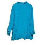 Catherines Women Tunic Top 4X Teal Modal Blend Long Sleeve Button Front Office Photo 1