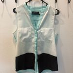 Ivanka Trump Banana Republic Black and White Sleeveless Button Down Blouse Photo 0