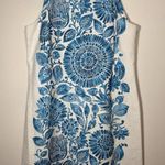 Anthropologie JUST TAYLOR Sheath Dress White Blue Quiet Luxury Greece Size 12 Photo 0