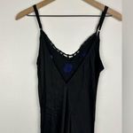 Poupette St. Barth  Black Satin Embroidered Floral Side Slit Maxi Resort Dress Photo 6