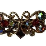 Vintage Rhinestone Butterfly Heart Brooch Jewel Tone Gold Plated Jewelry u b Blue Photo 0