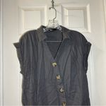 INA  Grey V Neck Short Sleeve Button Front Dress size S Photo 5