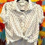 Jun & Ivy Women's Buttoned Shirt Small White Black Dot Print Size S Photo 0