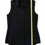 Theory Tanelis Silk Blouse Black Sleeveless Collared Women’s size Small Petite Photo 5