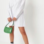 Missguided White Poplin Pleated Hem Dress  Photo 0