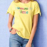 Talbots Butter Yellow Summertime Embroidered Tee XS Photo 0