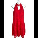 Waverly Grey Halter Keyhole Floral Chiffon Red Mini Dress Medium Photo 1