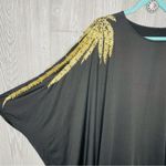 Muslim Hui Dubai Beaded Bat Sleeve Robe Plus Size Ladies Dress beach cover up Gold Photo 4