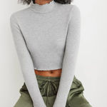 American Eagle  Outfitters Heather Gray mock neck long sleeve shirt Photo 0