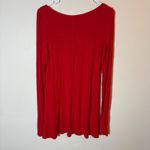 Free People ‎ Red Ribbed Knit Long Sleeve Top High Low Hem Size Small Photo 4