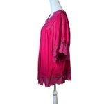 Badgley Mischka American Glam Boho Y2K Pink Tunic Top Sz S Bell Sleeve Lace Hem Photo 5