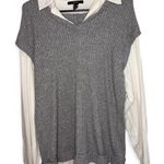 Forever 21  size medium M grey long sleeve sweater vest dress with white collar Photo 0