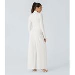 Halara Long Sleeve Wide Leg Jumpsuit Casual White Stretch Bridal Small Photo 5