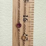 925 Italian Sterling Silver Rose Gold Multicolor Bezel CZ Station Necklace 8g. Photo 7