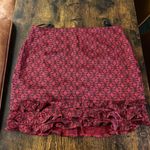 Lulus Nice Try Red Paisley Print Satin Ruffled Mini Skirt Photo 2