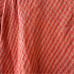 Flax  Women's 100% Linen Orange & Tan Button Down Scoop Neck Shirt, Size S Photo 5