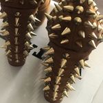 ✨3xHP✨Vintage Studs Spikes Peep Mary Jane Sandals✨ Orange Size 6.5 Photo 4