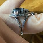 Genuine White Buffalo Sterling Silver Horseshoe Ring Size 7 Black Photo 2