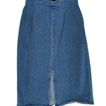 J.Crew Denim Pencil Skirt Stretch Front Slit Straight Women's Size 28 Midi L4460 Blue Photo 0
