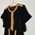 TOCCIN Black & Tan Faux Suede Stretch Hourglass Sheath Mini Dress Size 10 Photo 5