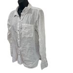Joie  Womens Linen Top Long Sleeve Button Down White Size L Photo 2