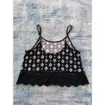 Mason + Mackenzie Black White Crochet Lace Trim Cami Crop Top Medium Black Photo 5