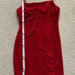 Lush Clothing Lush Crushed Velvet Bright Red Christmas Holiday Dress Bodycon Medium Mini EUC Photo 7