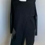 BLANK NYC small black long sleeve knit cardigan vegan leather sleeves Photo 3