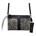 T Tahari NWT Taryn Crossbody Bag Black Gray Snakeskin Embossed Leather Small Photo 1
