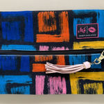 Makeup Junkie, multicolor, vibrant, abstract, make up bag, leather tassel pull Blue Photo 0