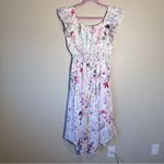Hayden  White Pink Floral Midi Dress Womens M Ruffled Coquette Cottage Core Photo 1